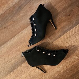 White House Black Market Black Peyton Leather Bootie Size 9